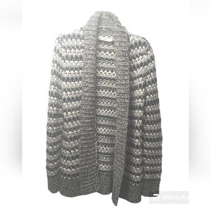 Loft Coatigan Cable Knit Cardigan Sweater Jacket Wool Alpaca Mohair Striped Med